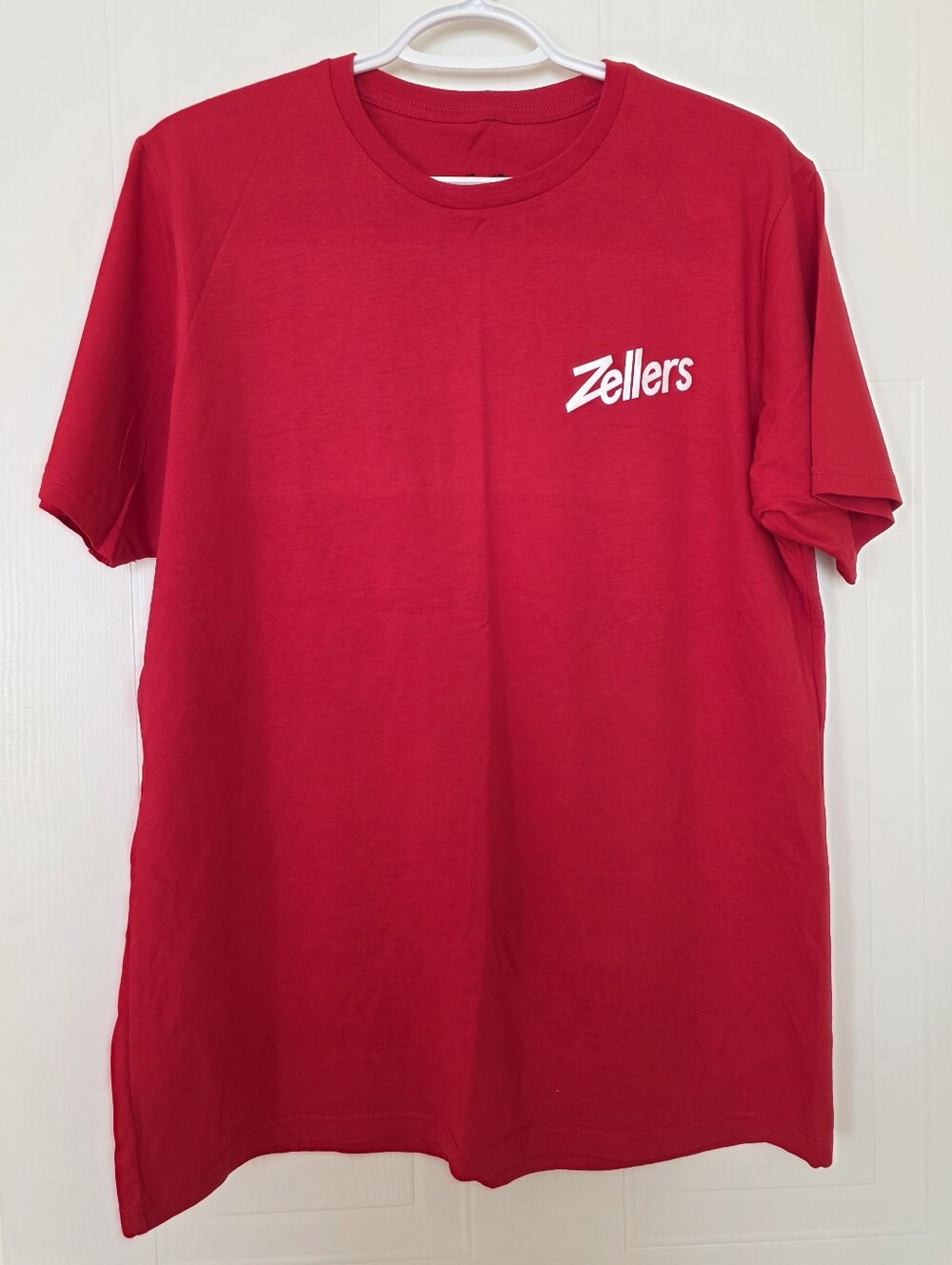 Zellers Short-Sleeve Crew Neck Logo Tee Shirt, Red/White, Large